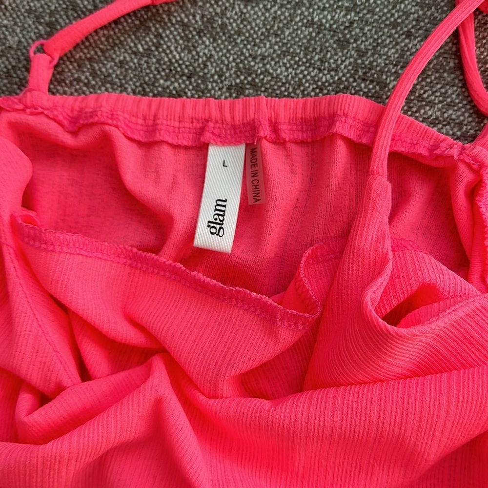 Pink Spaghetti Strap Tank - Picture 2 of 3
